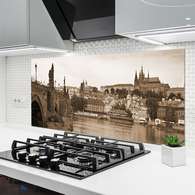 Panel Szklany do Kuchni Zabytkowy Most W Pradze