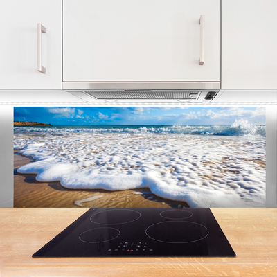 Szkło do Kuchni na Ścianę Piaszczysty Brzeg Oceanu