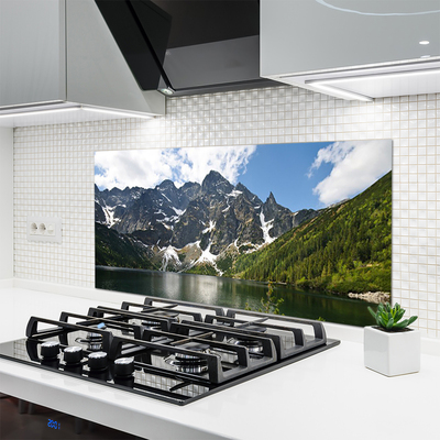 Panel Szklany do Kuchni Alpejskie Jezioro W Głębi Lasu