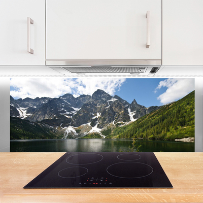 Panel Szklany do Kuchni Alpejskie Jezioro W Głębi Lasu