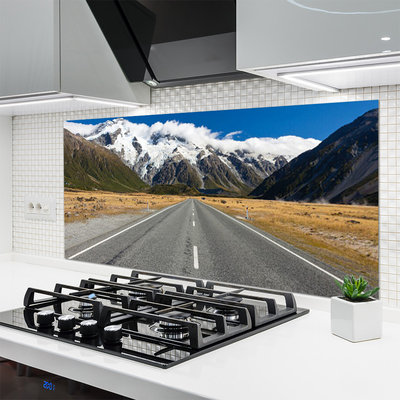 Panel Szklany do Kuchni Zimowy Szlak Górski