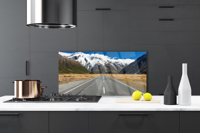 Panel Szklany do Kuchni Zimowy Szlak Górski