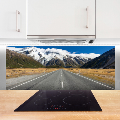 Panel Szklany do Kuchni Zimowy Szlak Górski