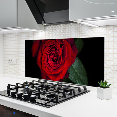 Panel Szklany do Kuchni Elegancka Róża W Zbliżeniu