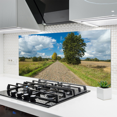 Panel Szklany do Kuchni Wiejska Droga Z Kostki