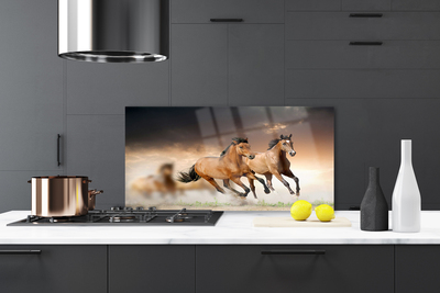 Szkło Ozdobne do Kuchni Dzikie Konie W Galopie