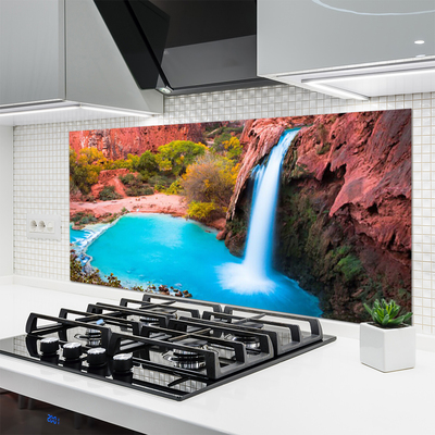 Szkło do Kuchni na Ścianę Potężny Wodospad Górski