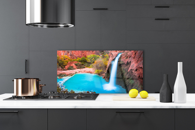 Szkło do Kuchni na Ścianę Potężny Wodospad Górski