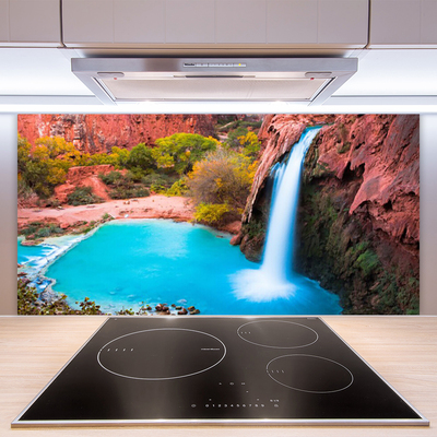 Szkło do Kuchni na Ścianę Potężny Wodospad Górski
