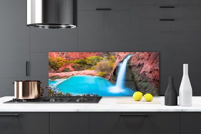 Szkło do Kuchni na Ścianę Potężny Wodospad Górski