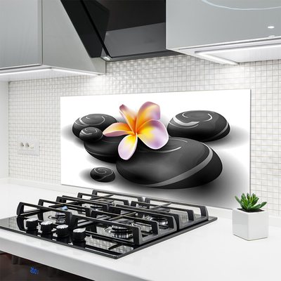 Szkło do Kuchni na Ścianę Kwiaty I Kamienie Zen