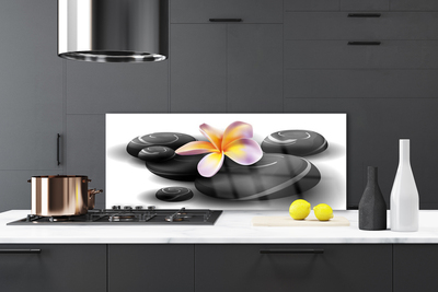 Szkło do Kuchni na Ścianę Kwiaty I Kamienie Zen