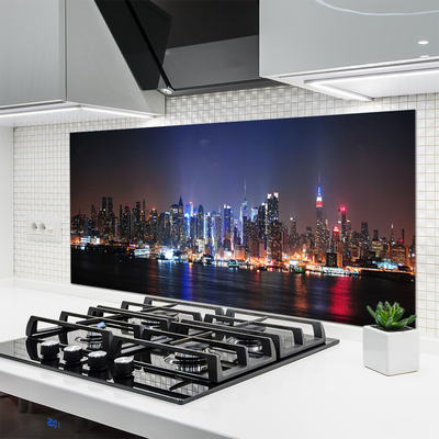 Szkło do Kuchni na Ścianę Miasto Nad Brzegiem Kanału