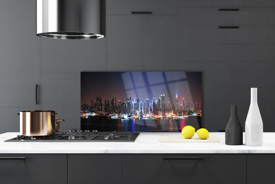 Szkło do Kuchni na Ścianę Miasto Nad Brzegiem Kanału