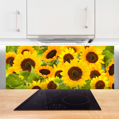 Panel Szklany do Kuchni Radosne Słoneczniki