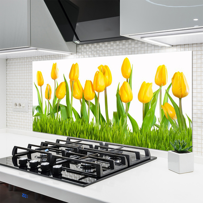 Panel Szklany do Kuchni Elegancja Czerwonych Tulipanów