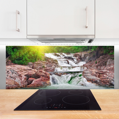 Szkło do Kuchni na Ścianę Potęga Naturalnego Wodospadu