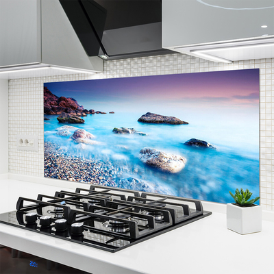 Szkło do Kuchni na Ścianę Spokój Nadmorskich Kamieni