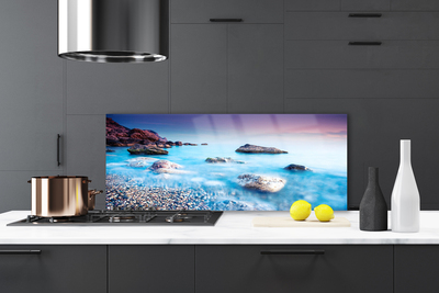 Szkło do Kuchni na Ścianę Spokój Nadmorskich Kamieni