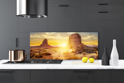 Szkło do Kuchni na Ścianę Pustynny Blask Słońca