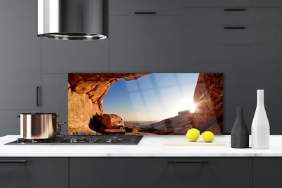 Szkło Ozdobne do Kuchni Słoneczne Skały Nad Horyzontem