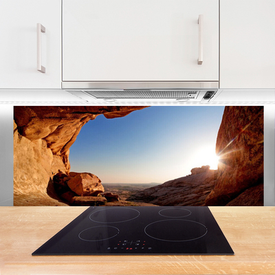 Szkło Ozdobne do Kuchni Słoneczne Skały Nad Horyzontem