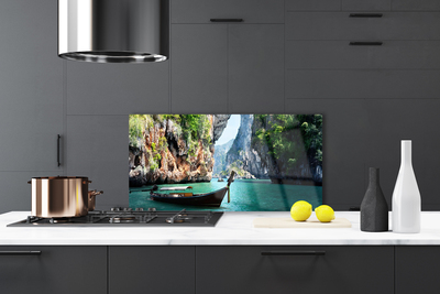 Szkło Ozdobne do Kuchni Samotna Łódź Nad Jeziorem