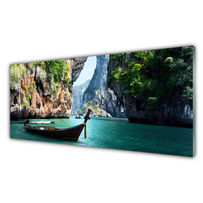 Szkło Ozdobne do Kuchni Samotna Łódź Nad Jeziorem