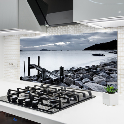 Szkło Ozdobne do Kuchni Kamienista Plaża O Zmierzchu