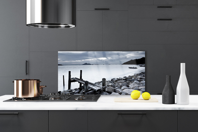 Szkło Ozdobne do Kuchni Kamienista Plaża O Zmierzchu