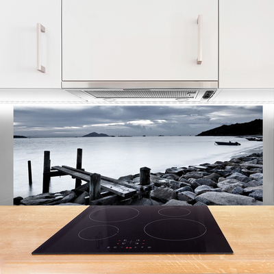 Szkło Ozdobne do Kuchni Kamienista Plaża O Zmierzchu