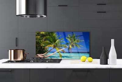 Szkło nad Blatem Tropikalny Brzeg Z Palmą