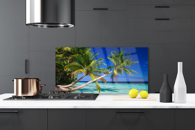 Szkło nad Blatem Tropikalny Brzeg Z Palmą