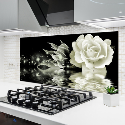 Szkło Ozdobne do Kuchni Czerwona Róża W Kroplach Deszczu