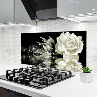 Szkło Ozdobne do Kuchni Czerwona Róża W Kroplach Deszczu