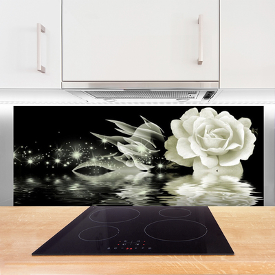 Szkło Ozdobne do Kuchni Czerwona Róża W Kroplach Deszczu