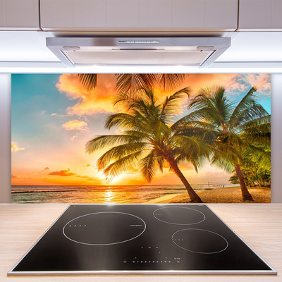 Panel Szklany do Kuchni Rajskie Wybrzeże Z Palmami