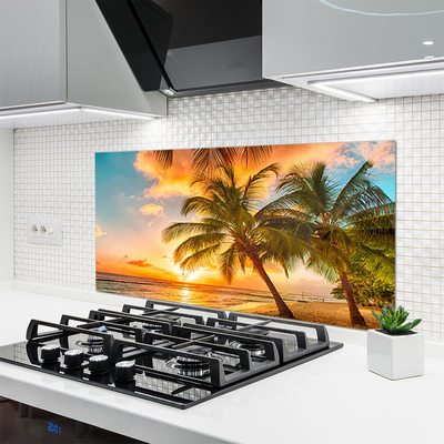 Panel Szklany do Kuchni Rajskie Wybrzeże Z Palmami