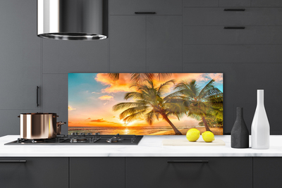 Panel Szklany do Kuchni Rajskie Wybrzeże Z Palmami