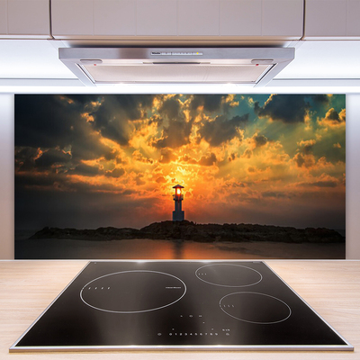 Panel Szklany do Kuchni Latarnia Na Skalistym Brzegu