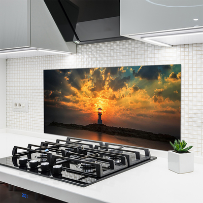 Panel Szklany do Kuchni Latarnia Na Skalistym Brzegu