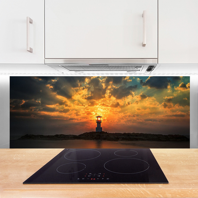 Panel Szklany do Kuchni Latarnia Na Skalistym Brzegu