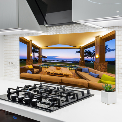 Szkło do Kuchni na Ścianę Słoneczne Patio Pod Palmami