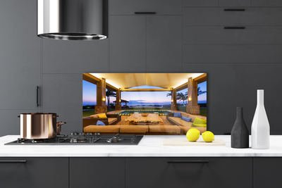 Szkło do Kuchni na Ścianę Słoneczne Patio Pod Palmami