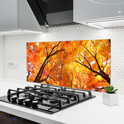 Szkło do Kuchni na Ścianę Gęsty Las Liściasty