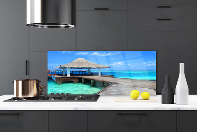 Szkło do Kuchni na Ścianę Most Nad Morskim Brzegiem