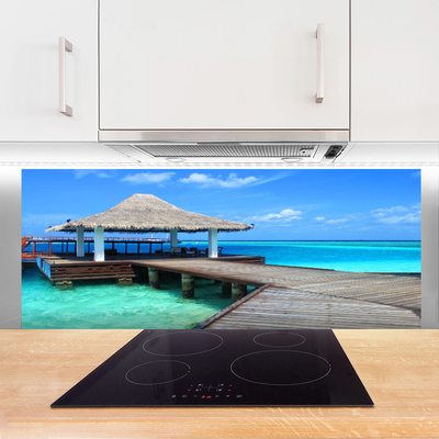 Szkło do Kuchni na Ścianę Most Nad Morskim Brzegiem