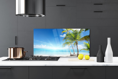 Szkło do Kuchni na Ścianę Egzotyczna Plaża Pod Palmą