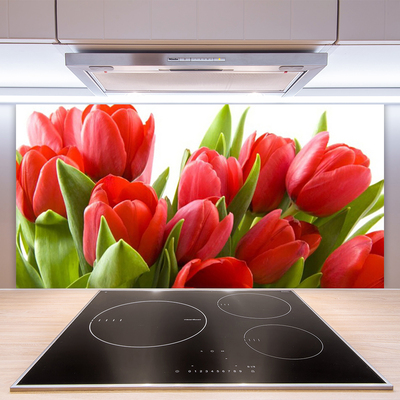 Szkło do Kuchni na Ścianę Wiosenna Świeżość Tulipanów