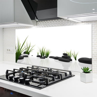 Panel Szklany do Kuchni Kamienie W Soczystej Trawie